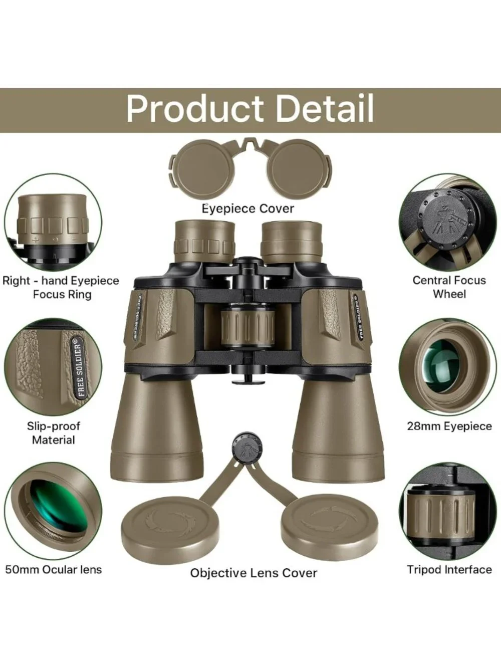 High-Powered 20x50 Waterproof Binoculars | Lightweight, Fog-Proof for Bird